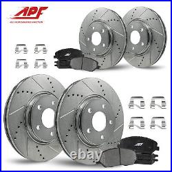 Front & Rear Zinc Drill/Slot Brake Rotors + Pads for Toyota Sienna 2011-2020