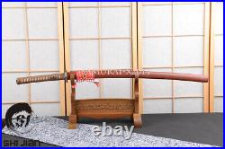 Functional elegant blue blade japanese samurai katana sword red lacquered saya