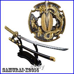 High Carbon Steel Sharp Sword Japanese Samurai Katana Gold Tachi Saya Fittings