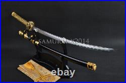 High Carbon Steel Sharp Sword Japanese Samurai Katana Gold Tachi Saya Fittings