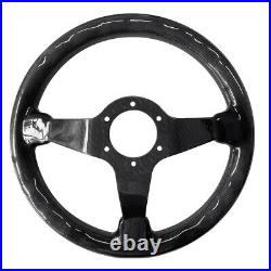 Hiwowsport 350mm Deep Dish Racing Steering Wheel Real Carbon Fiber Black 6 Holes