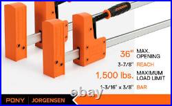 JORGENSEN 36-inch Bar Clamps 90°Cabinet Master Parallel Jaw Bar Clamp Set 2 Pcs