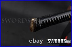 Japanese T10 Carbon Steel Samurai Katana Sword Clay Tempered Blade Rayskin Saya