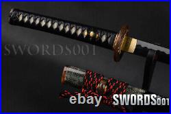Japanese T10 Carbon Steel Samurai Katana Sword Clay Tempered Blade Rayskin Saya
