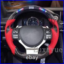 LED New Carbon Fiber Sport Steering Wheel For Lexus RC350 RC300 RCF RX 2015+