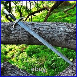 LongClaw Sword Damascus Steel Jon Snow Sword Leather Sheath Wall Mount