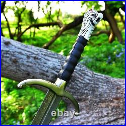 LongClaw Sword Damascus Steel Jon Snow Sword Leather Sheath Wall Mount