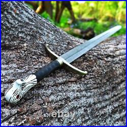 LongClaw Sword Damascus Steel Jon Snow Sword Leather Sheath Wall Mount