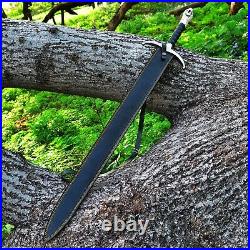 LongClaw Sword Damascus Steel Jon Snow Sword Leather Sheath Wall Mount