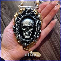 Necklace talisman jewelry pendant amulet wicca spell magic beads skull witch bib