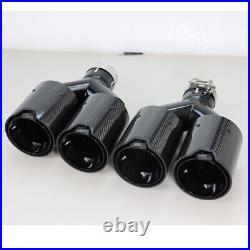 New Dual Car Carbon Fiber Exhaust TWIN End Tips Tail Pipe For BMW 63In 101MM Out