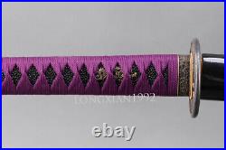 Noble Purple ito sageo Japanese Katana Samurai Sword T10 Carbon Steel full tang