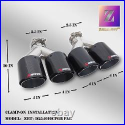 Quad 4out Carbon Fiber Exhaust Tip- 2.5inlet- Pair Of Staggered L&r Angle Cut