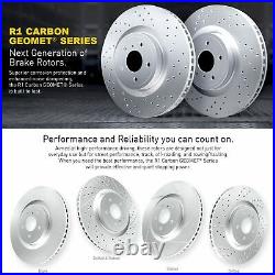 R1 Concepts Carbon Front Brake Rotors Drilled+Ceramic Pads+Hardware 1PX. 68009.42