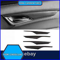 Real Carbon Fiber Car Inner Door Panel Trim Cover Fit For Cadillac CT5 2020-2022