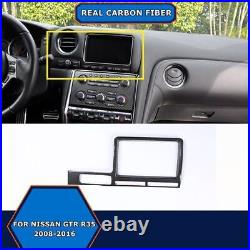 Real Carbon Fiber Central Control Navigation Panel Trim Cover For Nissan GTR R35