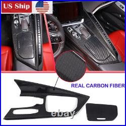 Real Carbon Fiber Interior Center Console Trim Cover For 20-23 Corvette C8 US