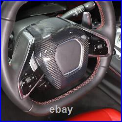 Real Carbon Fiber Interior Steering Wheel Trim Cover Fits Corvette C8 2020-2024