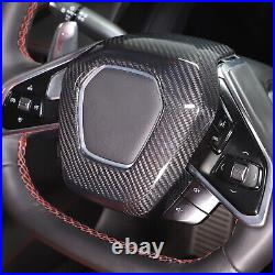 Real Carbon Fiber Interior Steering Wheel Trim Cover Fits Corvette C8 2020-2024