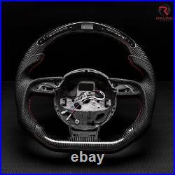 Real carbon fiber Flat Customized Sport LED Steering Wheel 12-16 RS S A 4 5 6 7