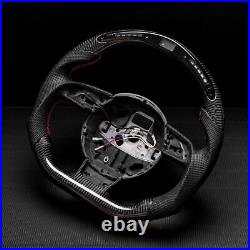 Real carbon fiber Flat Customized Sport LED Steering Wheel 12-16 RS S A 4 5 6 7