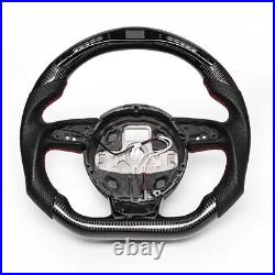 Real carbon fiber Flat Customized Sport LED Steering Wheel 12-16 RS S A 4 5 6 7