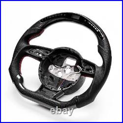 Real carbon fiber Flat Customized Sport LED Steering Wheel 12-16 RS S A 4 5 6 7