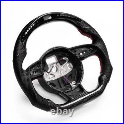 Real carbon fiber Flat Customized Sport LED Steering Wheel 12-16 RS S A 4 5 6 7