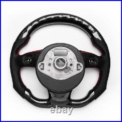 Real carbon fiber Flat Customized Sport LED Steering Wheel 12-16 RS S A 4 5 6 7