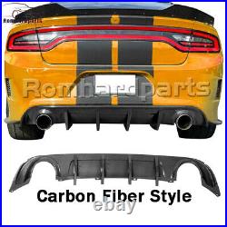Rear Bumper Diffuser Carbon Fiber Style Fits 15-22 Dodge Charger Base RT SXT SE