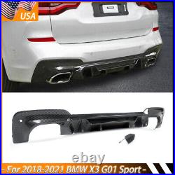 Rear Diffuser Bumper Lip For 2018-2021 BMW X3 G01 M40i M Sport Carbon Fiber Look