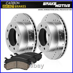 Rear Drill Slot Brake Rotors & Carbon Ceramic Pads For 2013 -2015 Ford F250 F350