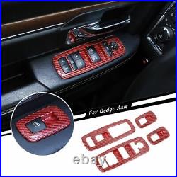 Red Carbon Fiber Interior Decoration Cover Trim For Dodge Durango 14+Accessories