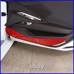 Red Carbon Fiber Interior Door Panel Trim Cover Fit For Corvette C8 2020-2023