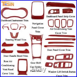 Red Carbon Interior Full Set Panel Cover Trim Kits For Dodge Durango 14-20 28PCS