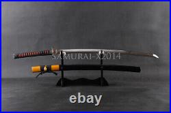 Red real rayskin Japanese katana sword FULL TANG clay tempered SHARP can cut