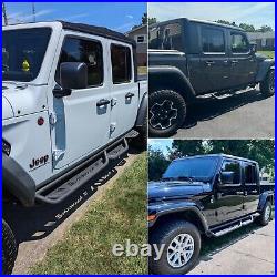 Running Boards For 2020-2024 Jeep Gladiator JT 4 Door with 3 Drop Steps Nerf Bar