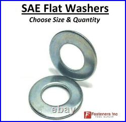 SAE Flat Washers Low Carbon Grade 2 Zinc Plated (Choose Size & Pkg Qty)