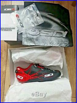Sidi Shot Carbon Road Shoes Matt Black Red Vent Sole 43 Brand New