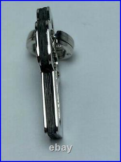 Solid 18K white gold and Carbon Cross pendant charm made in Italy brand new F339