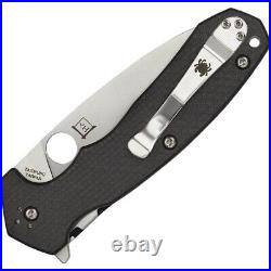 Spyderco Amalgam Flipper Knife Carbon Fiber G10 Handle Plain S30V Edge C234CFP