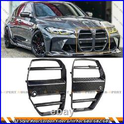 St Style Real Carbon Fiber Nose Grill Grille For 2021-2024 Bmw M3 G80 M4 G82 G83